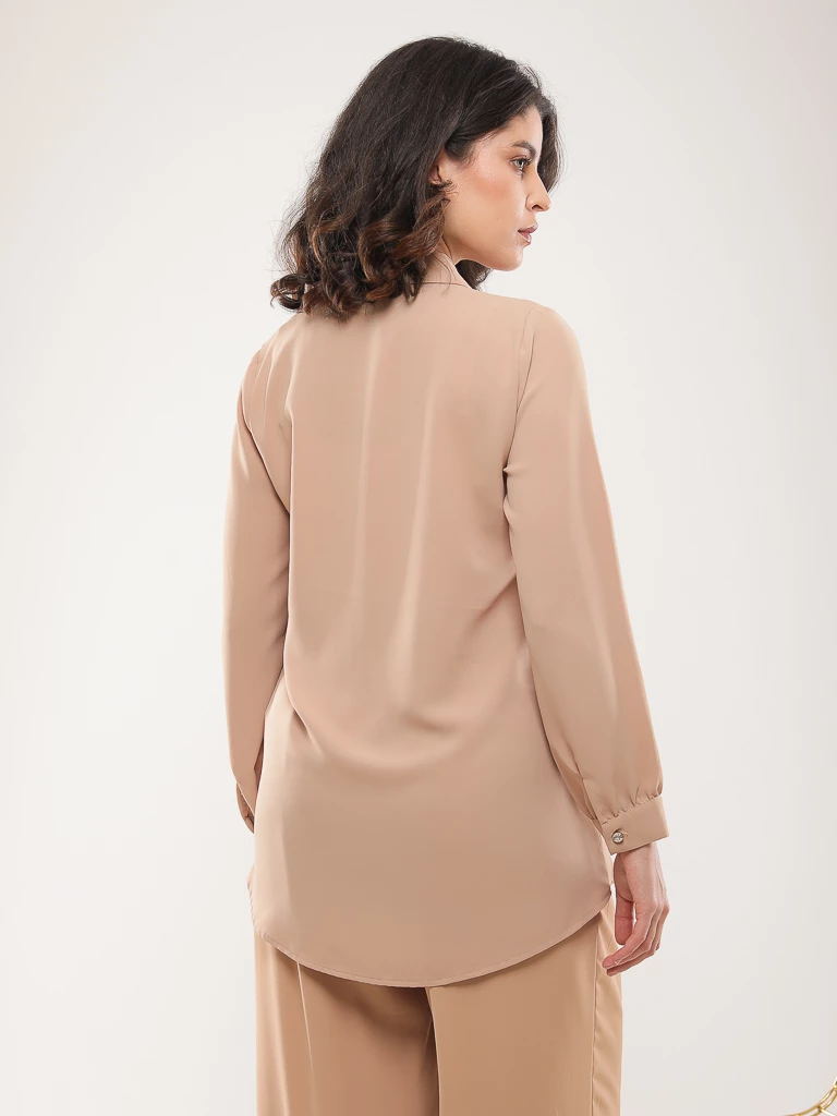 Chemise manches longues festonnée