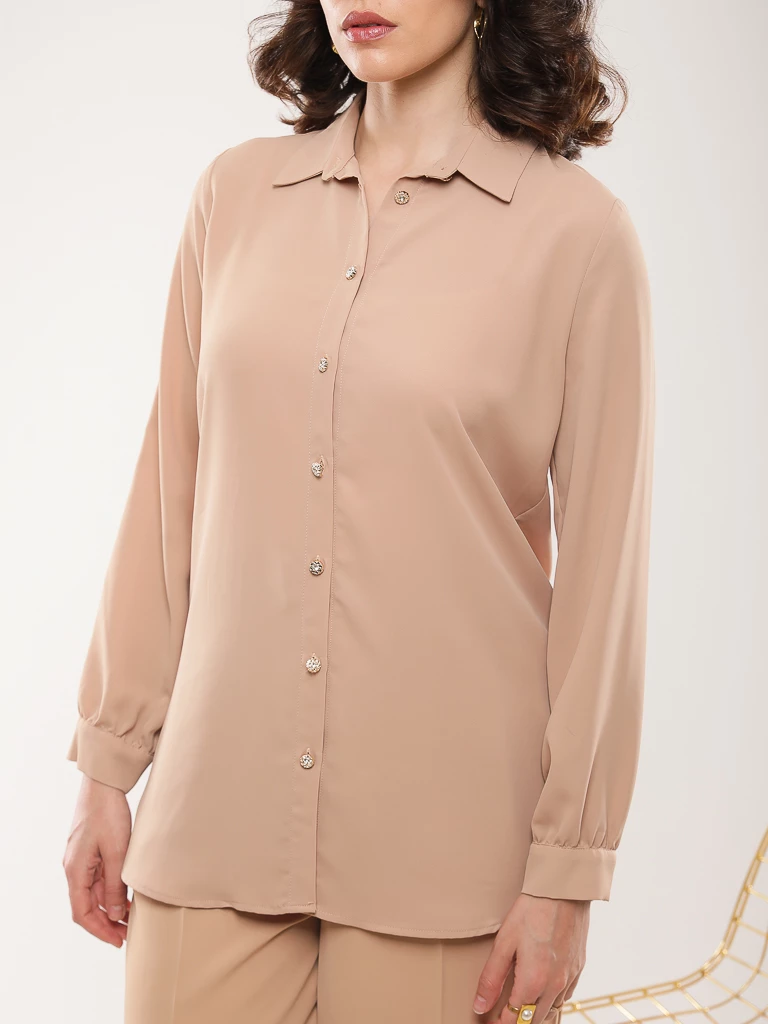 Chemise manches longues festonnée