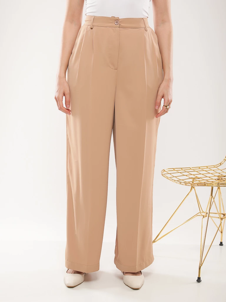 Pantalon large fluide taille haute