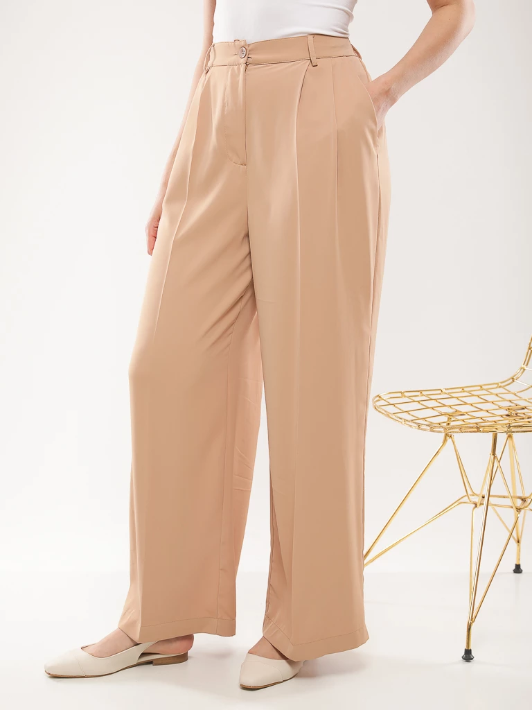 Pantalon large fluide taille haute