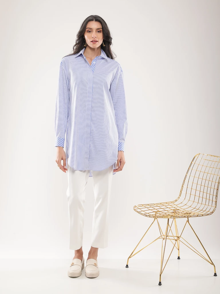 Chemise longue rayée oversize