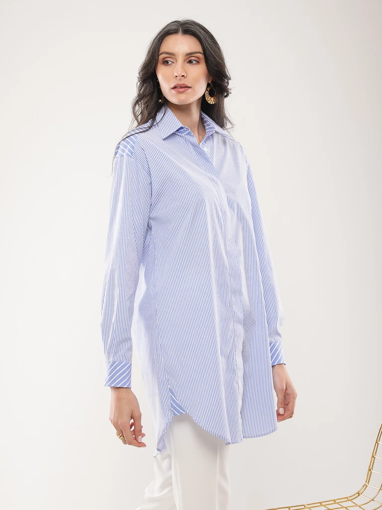 Chemise longue rayée oversize