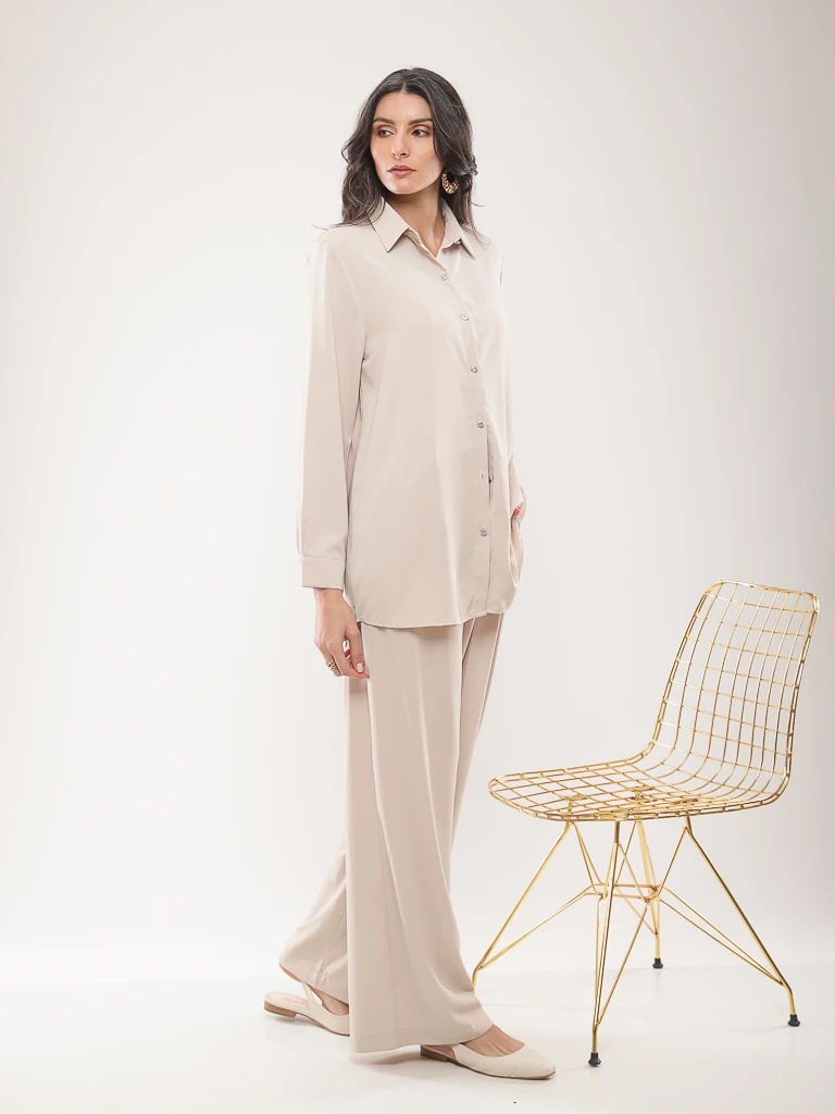 Chemise manches longues festonnée