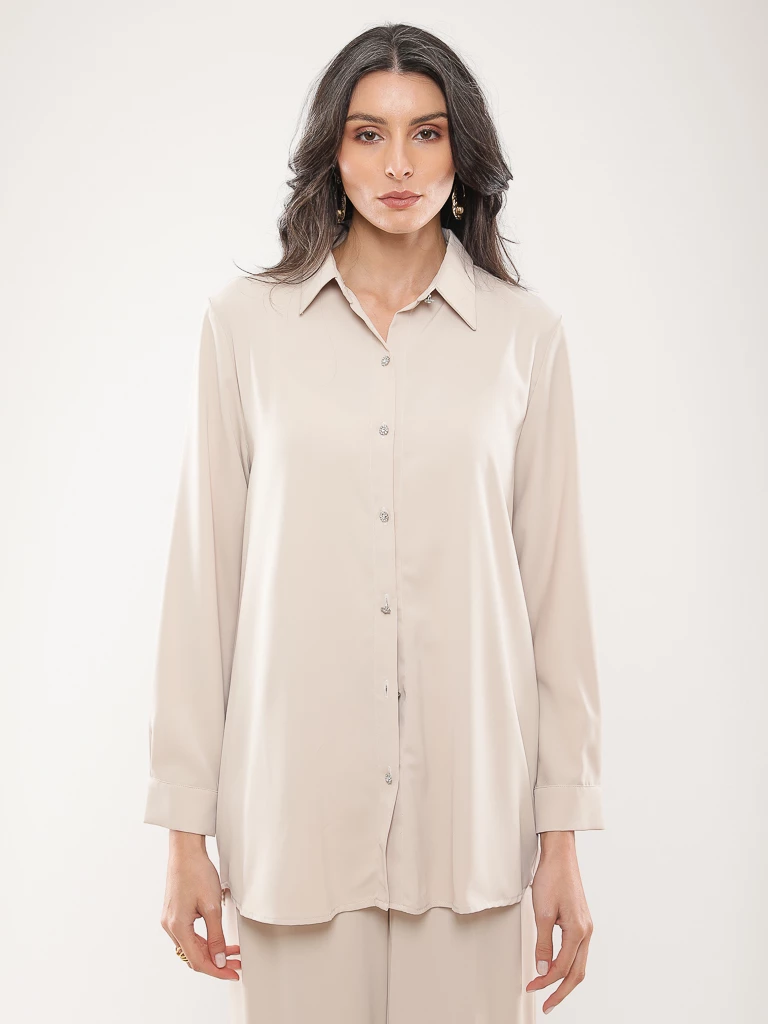 Chemise manches longues festonnée