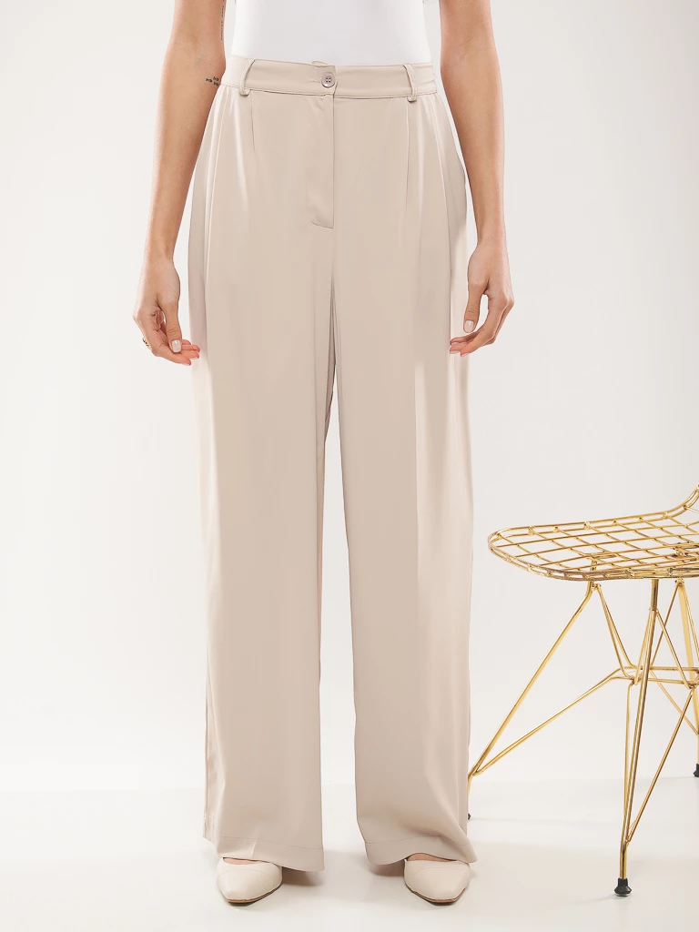 Pantalon large fluide taille haute