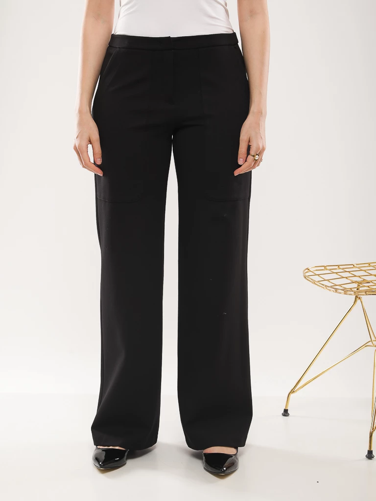 Pantalon large de tailleur à poches