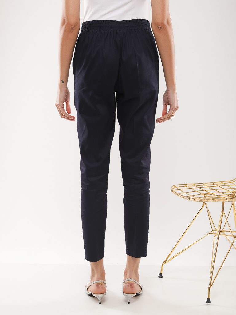 Pantalon cigarette en coton stretch