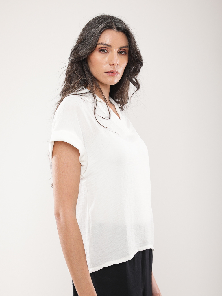 Tunique col V manches courtes