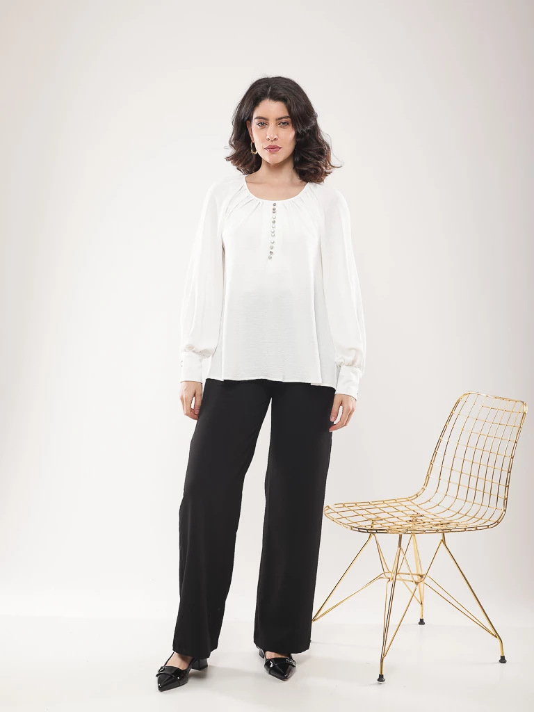 Blouse oversize à manches ballons