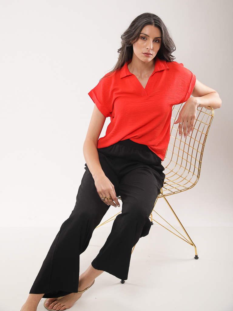 Tunique col V manches courtes