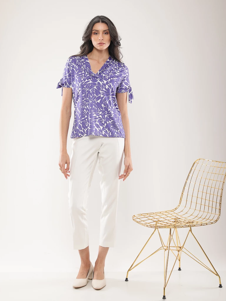 Tunique imprimée à manches nouées