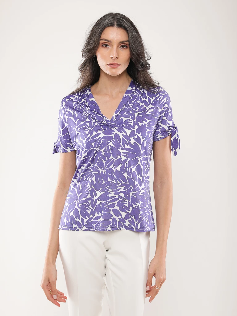 Tunique imprimée à manches nouées