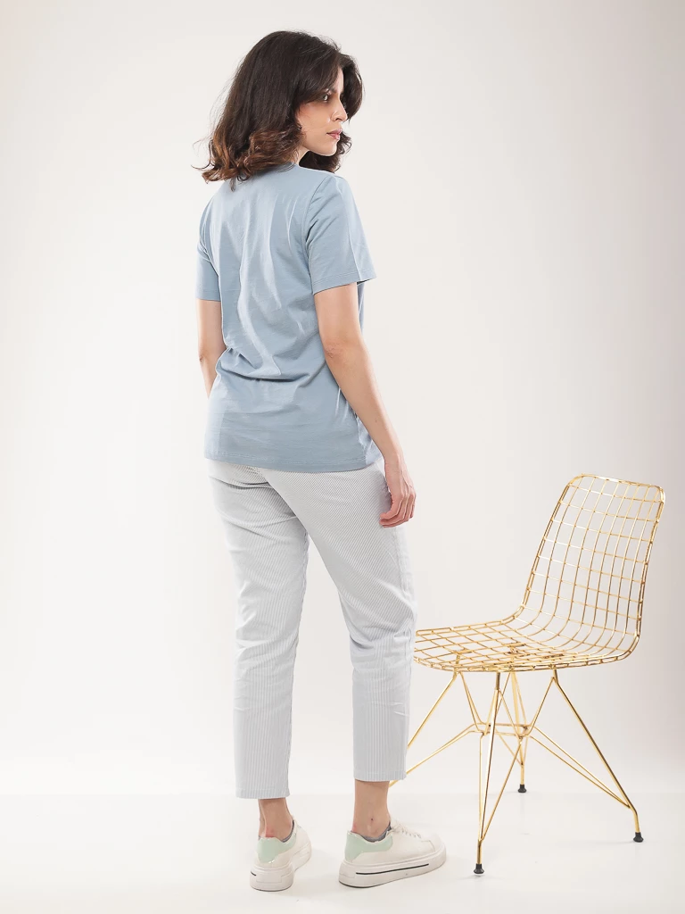 Pantalon droit taille haute crop