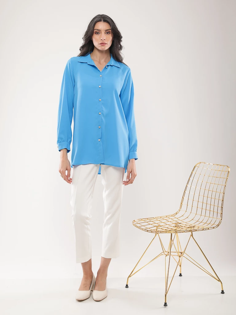 Chemise manches longues festonnée