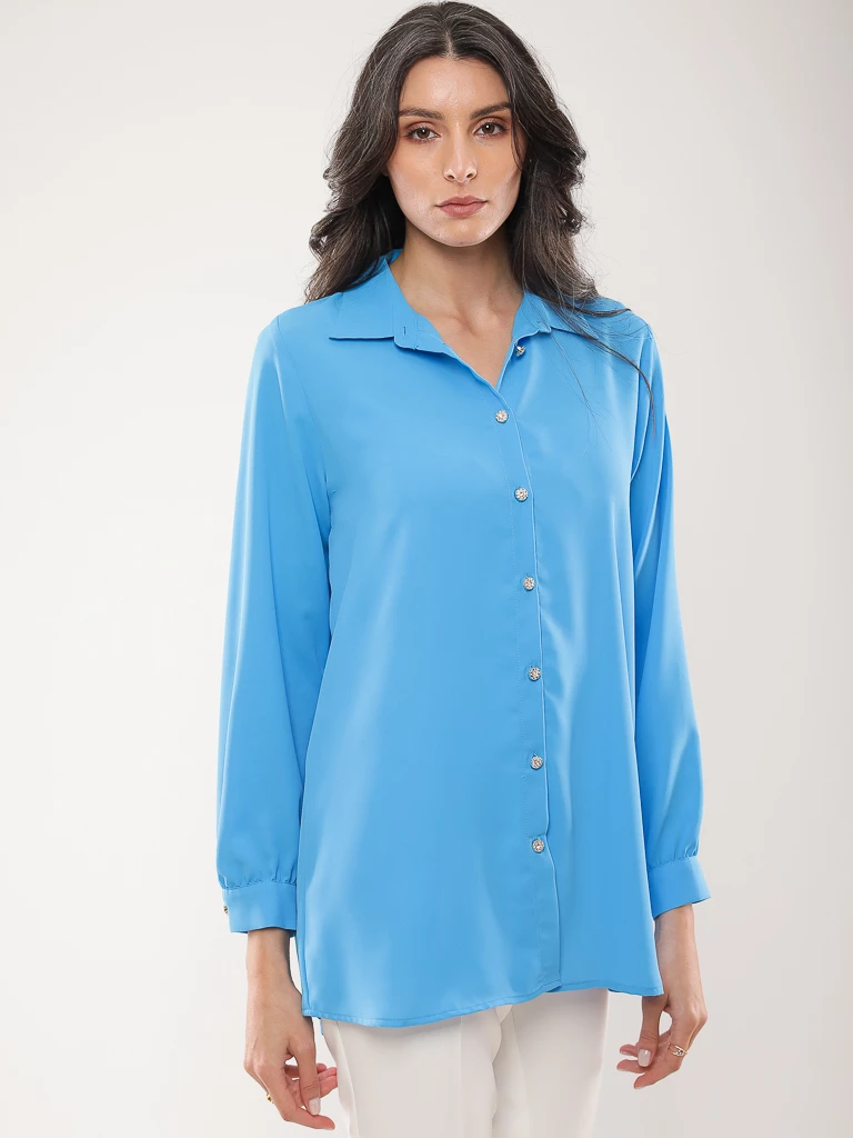 Chemise manches longues festonnée