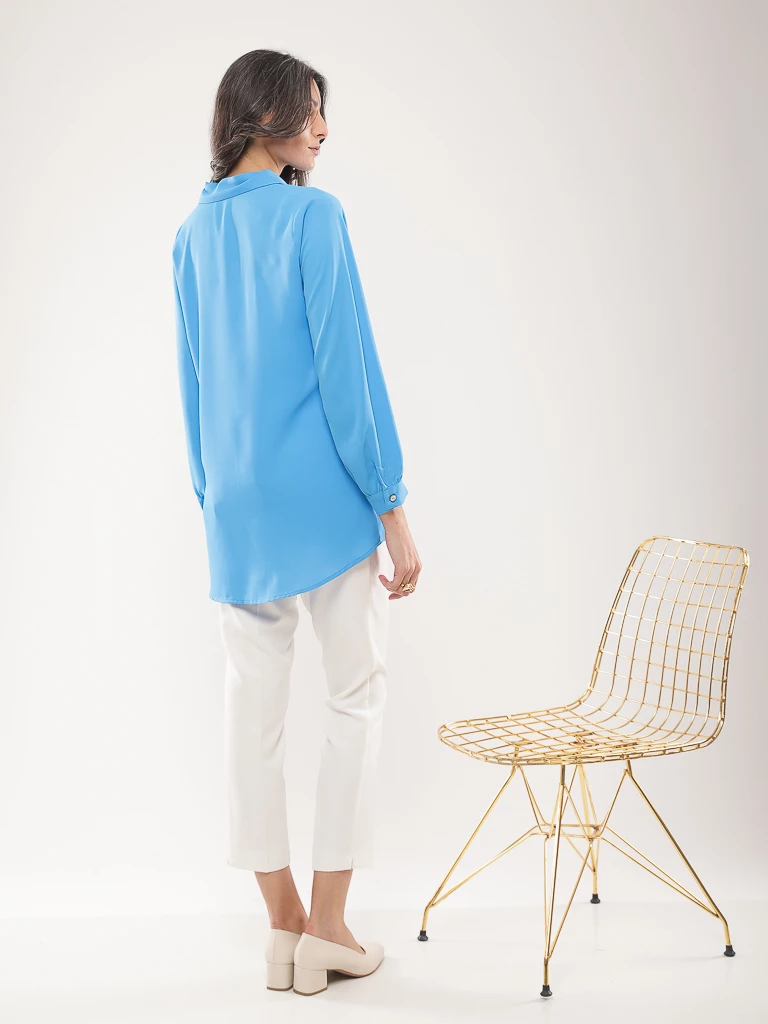 Chemise manches longues festonnée