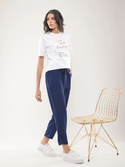 Pantalon paperbag à ceinture à nouer