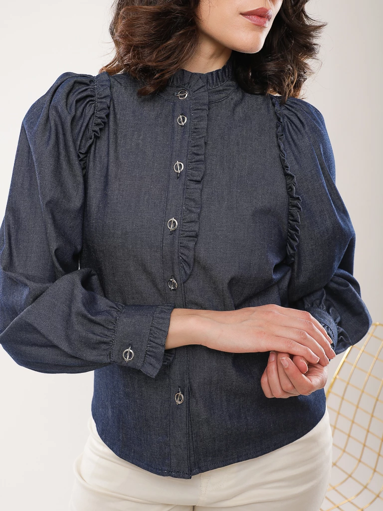 Chemise coton manches bouffantes