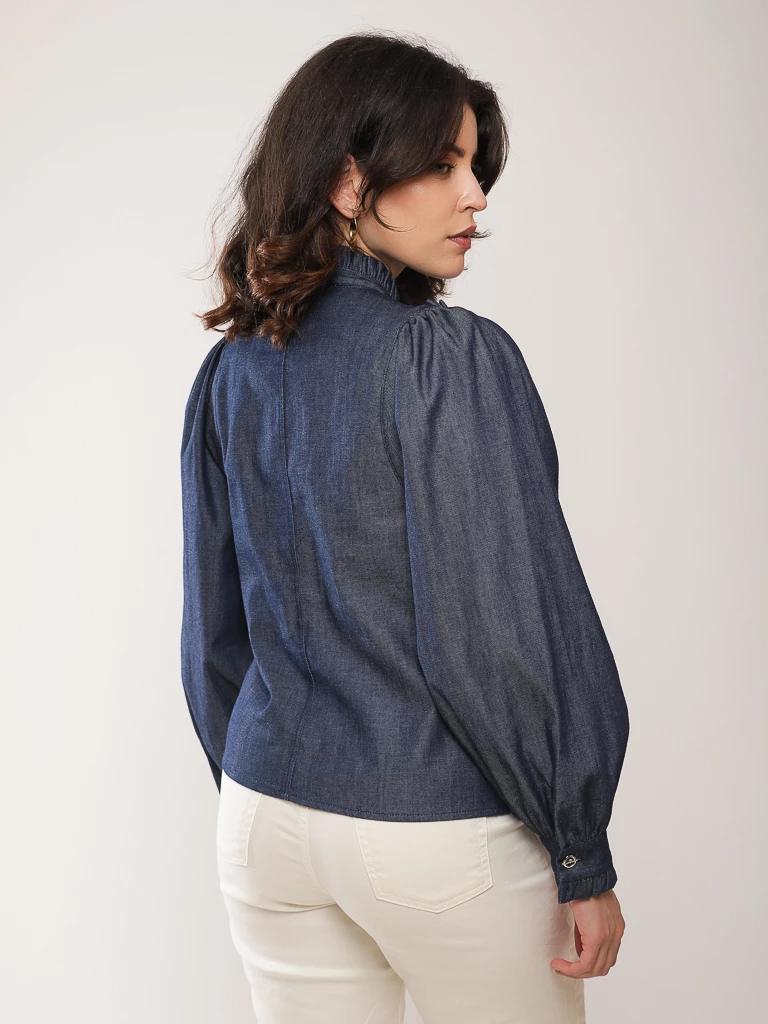 Chemise coton manches bouffantes