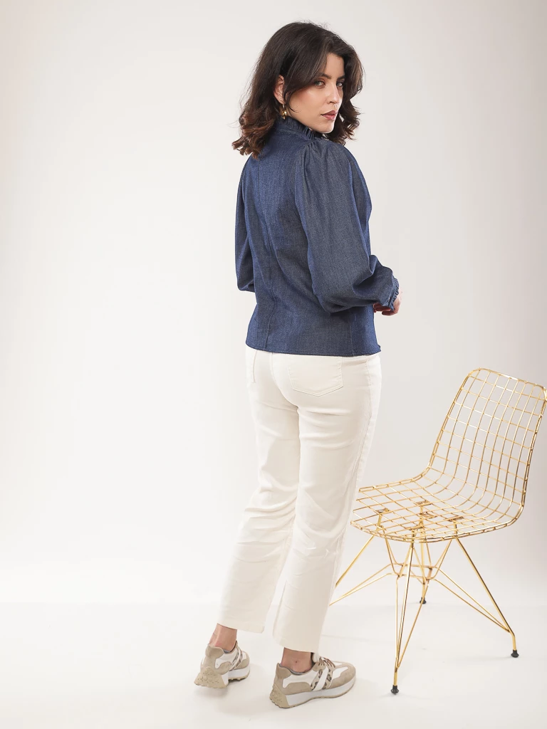 Chemise coton manches bouffantes