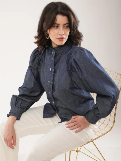 Chemise coton manches bouffantes