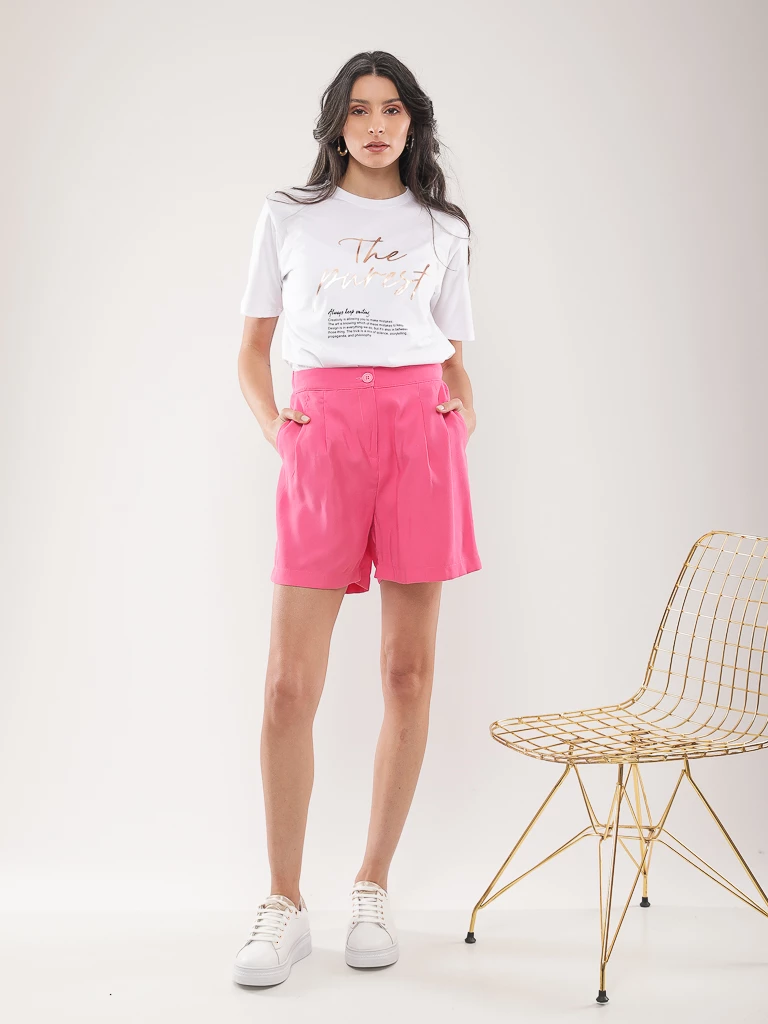 Short taille haute à pinces