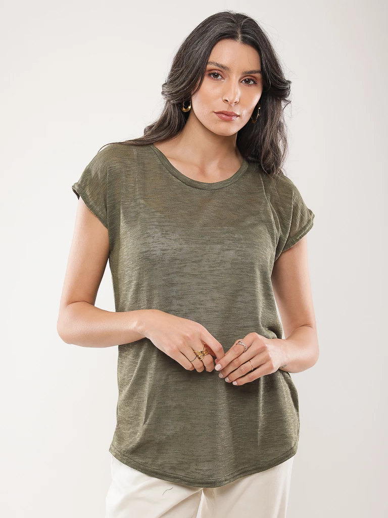 T-shirt fluide en coton flammé