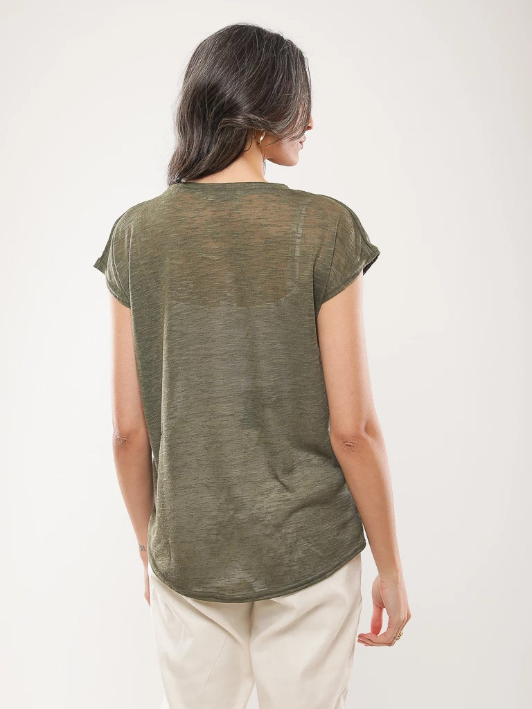 T-shirt fluide en coton flammé