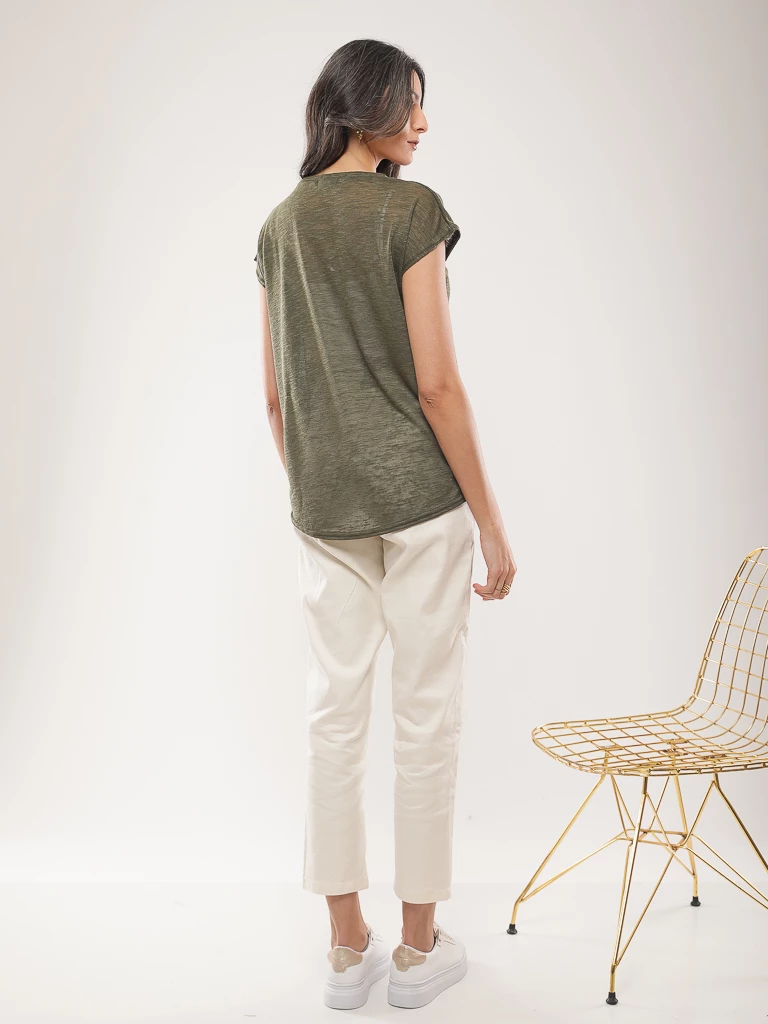 T-shirt fluide en coton flammé