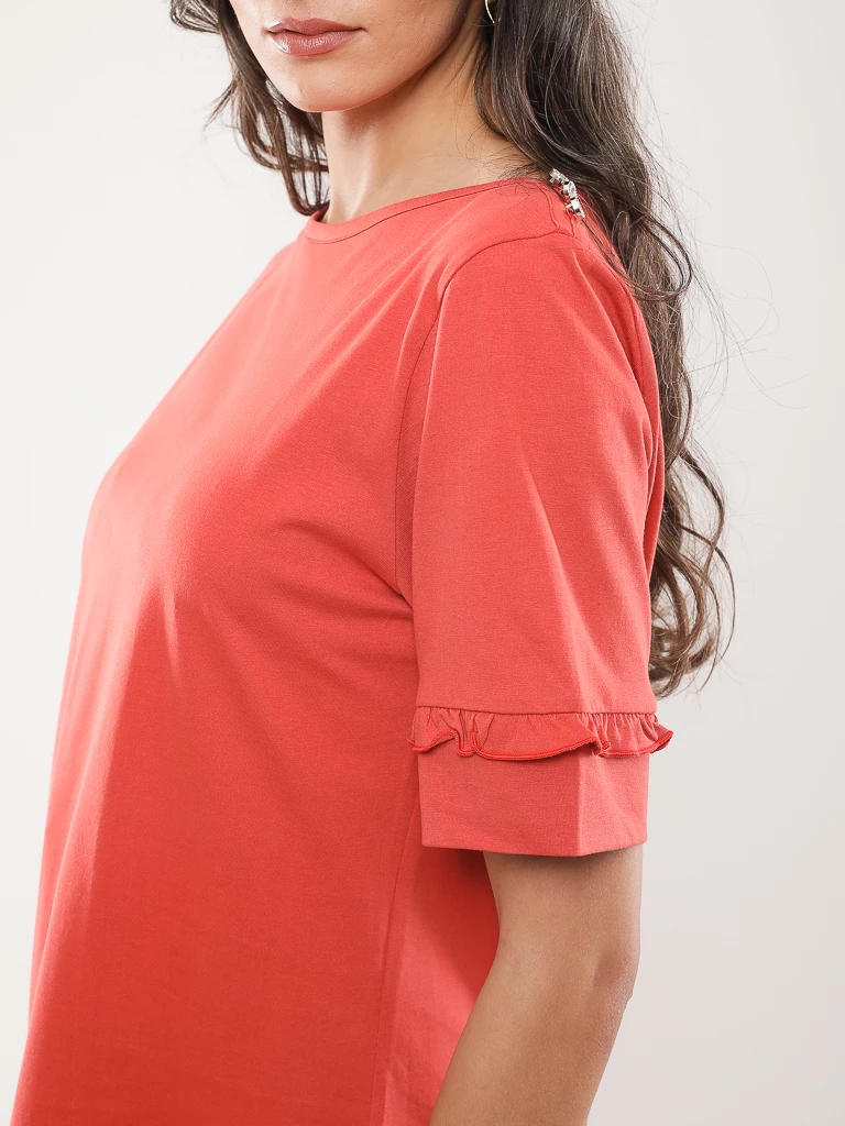 T-shirt coton manches à volants