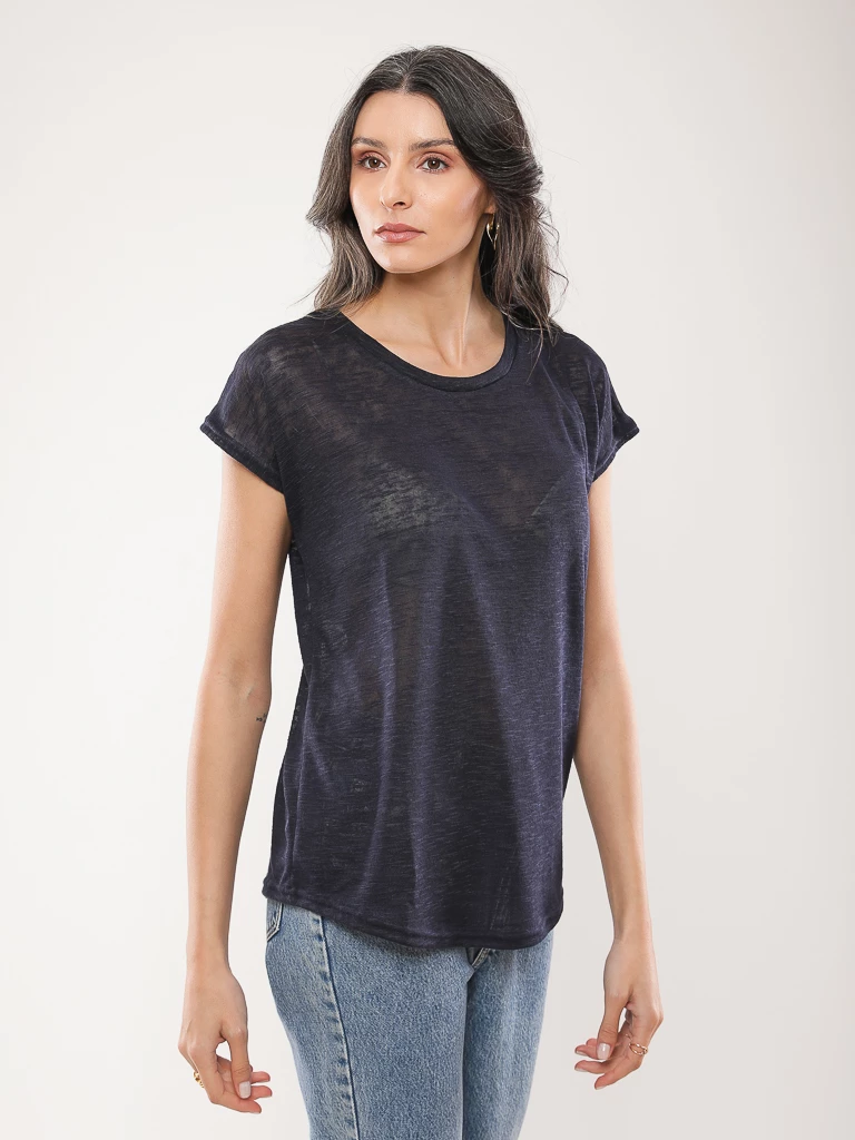 T-shirt fluide en coton flammé