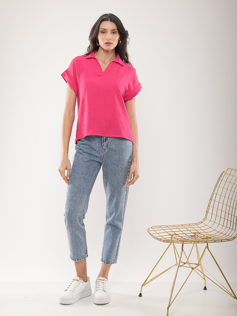 Tunique col V manches courtes