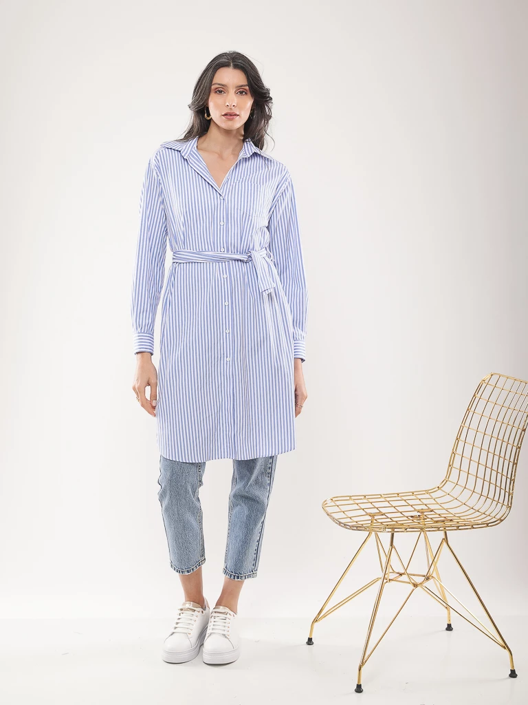 Chemise longue à rayures