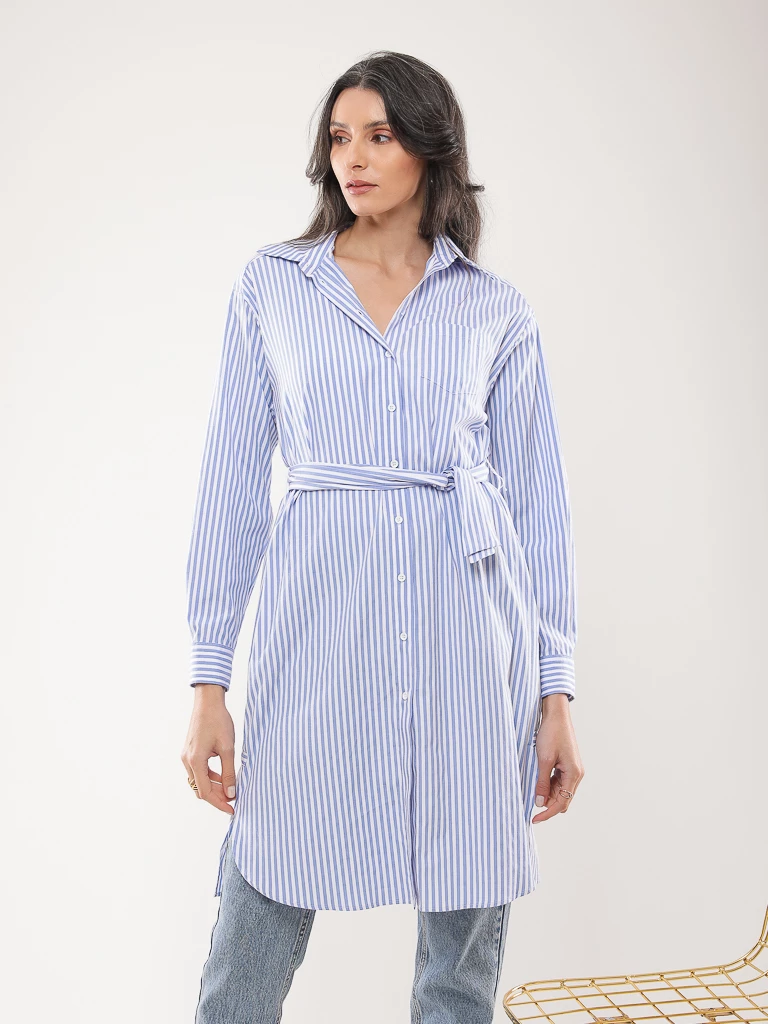 Chemise longue à rayures