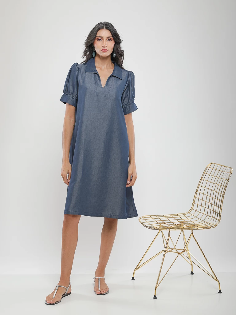 Robe polo à manches bouffantes