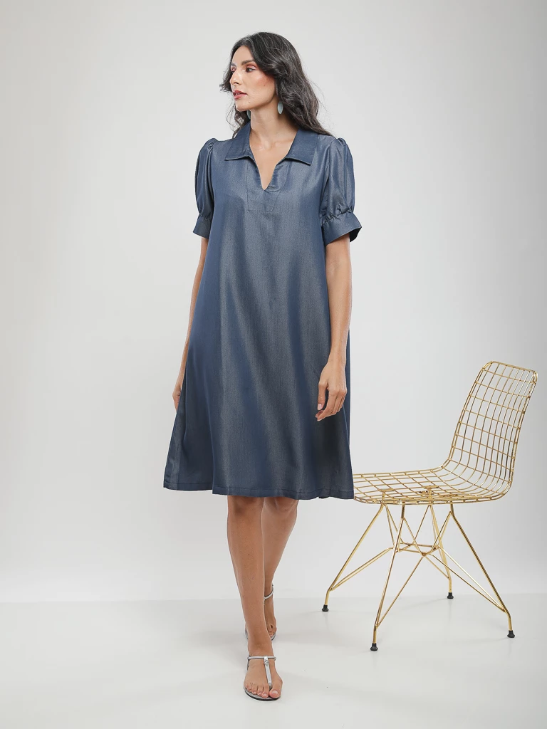 Robe polo à manches bouffantes