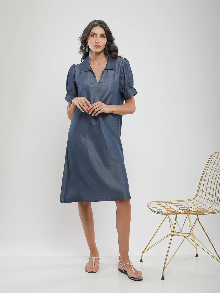 Robe polo à manches bouffantes