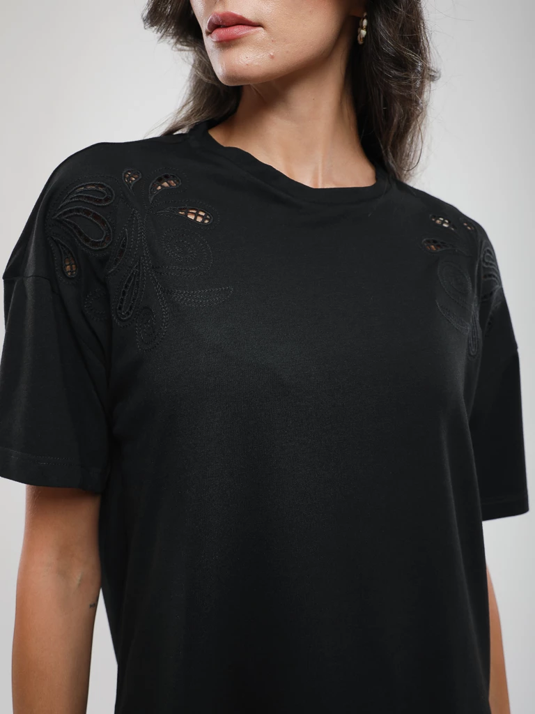 T-shirt oversize à détails ajourés