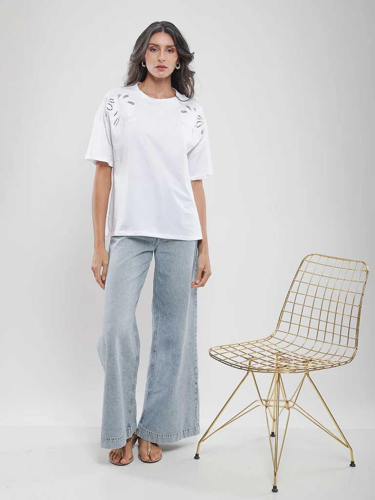 T-shirt oversize à détails ajourés