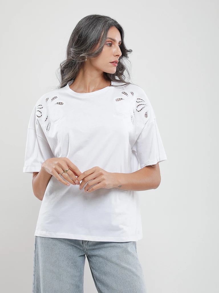 T-shirt oversize à détails ajourés