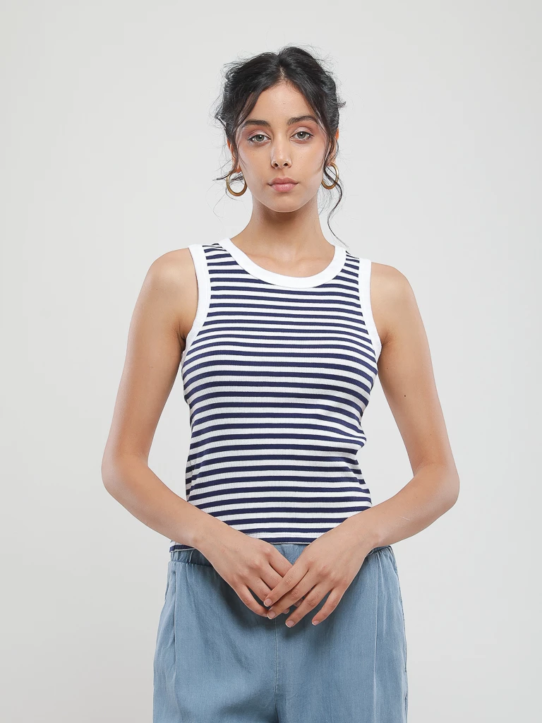 Débardeur coton côtelé ajusté