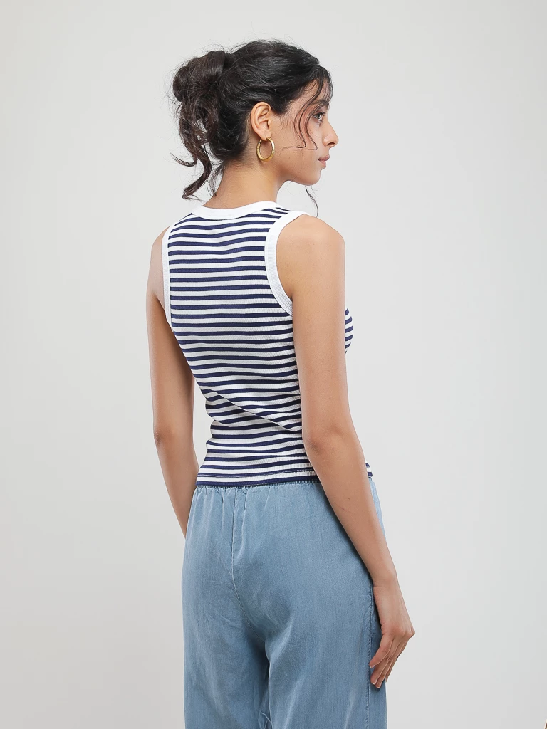 Débardeur coton côtelé ajusté