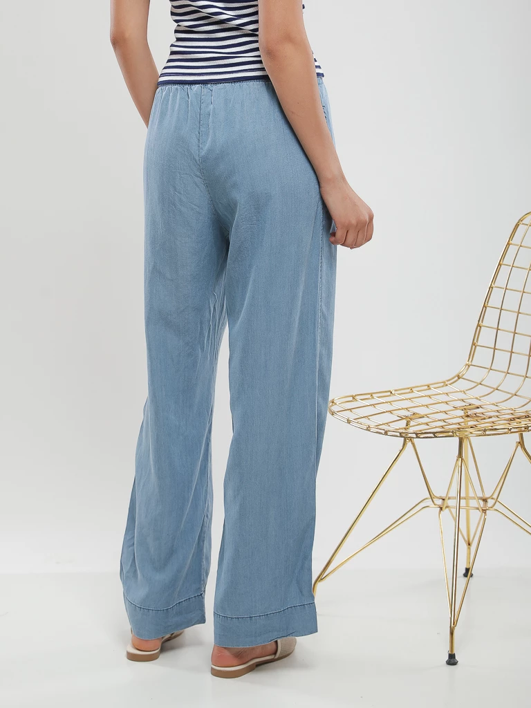 Pantalon large à taille élastique