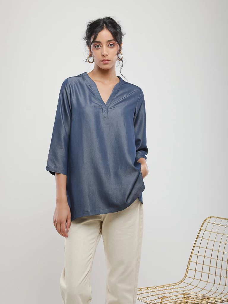 Blouse oversize à manches 3/4