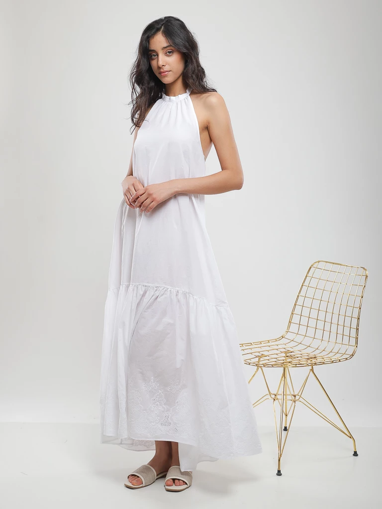 Robe maxi fluide blanche dos nu