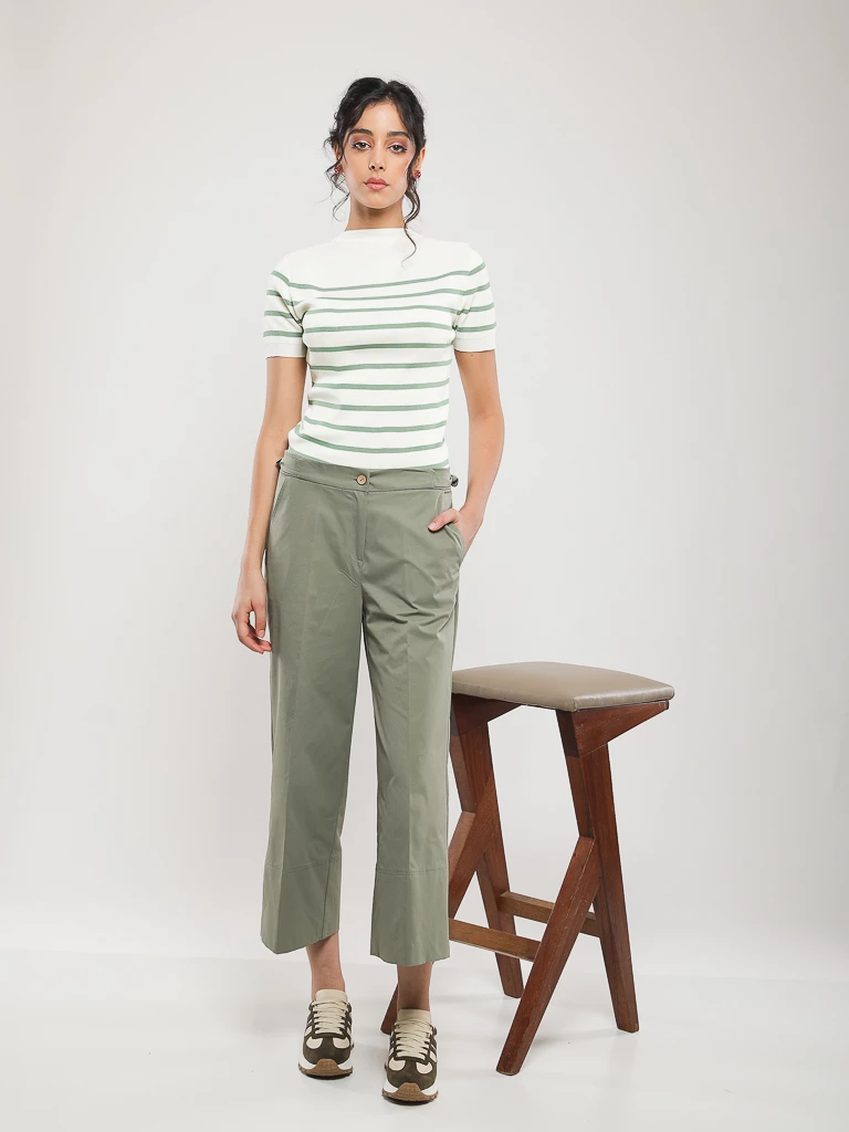 PULL RAYÉ EN MAILLE MANCHES COURTES