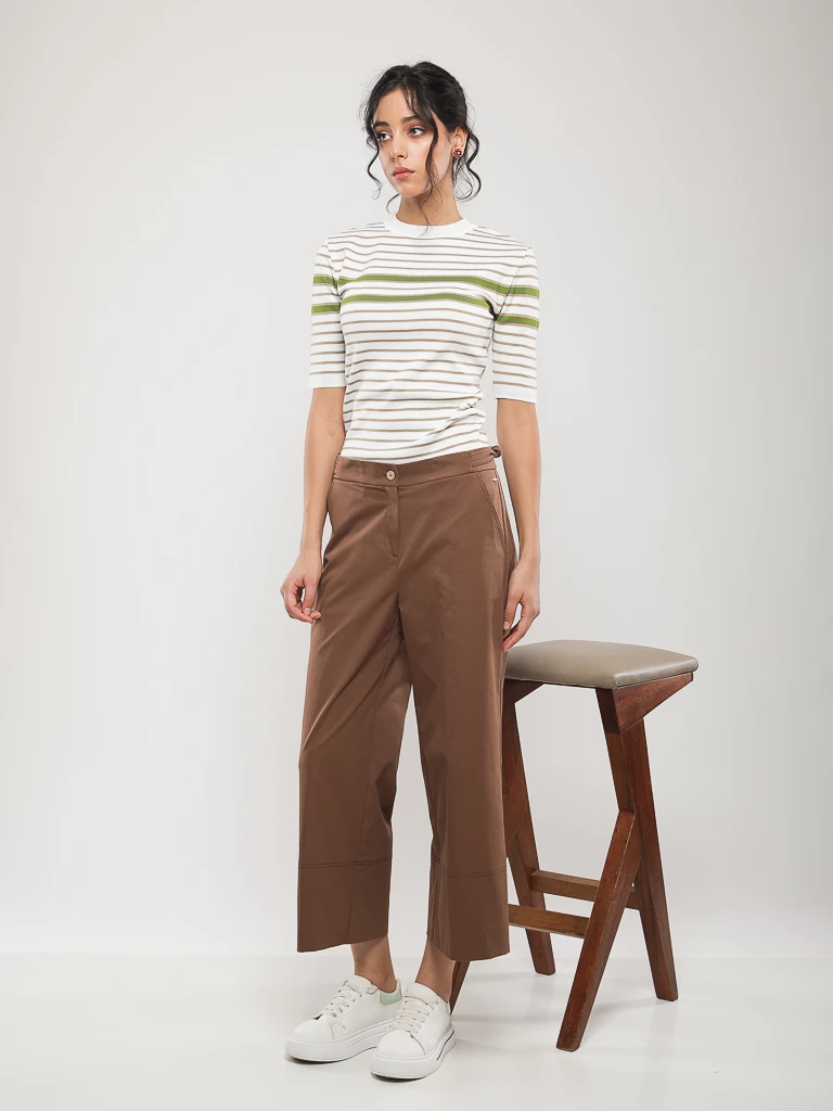 PULL RAYÉ EN MAILLE MANCHES COURTES