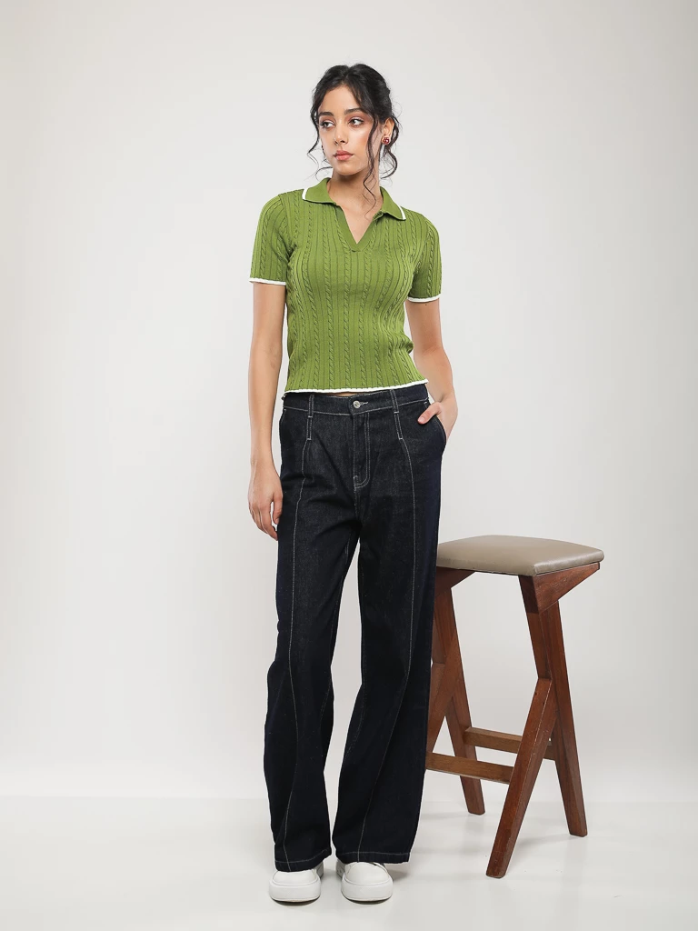 PULL EN MAILLE MANCHES COURTES