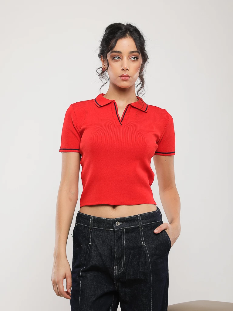 PULL EN MAILLE MANCHES COURTES