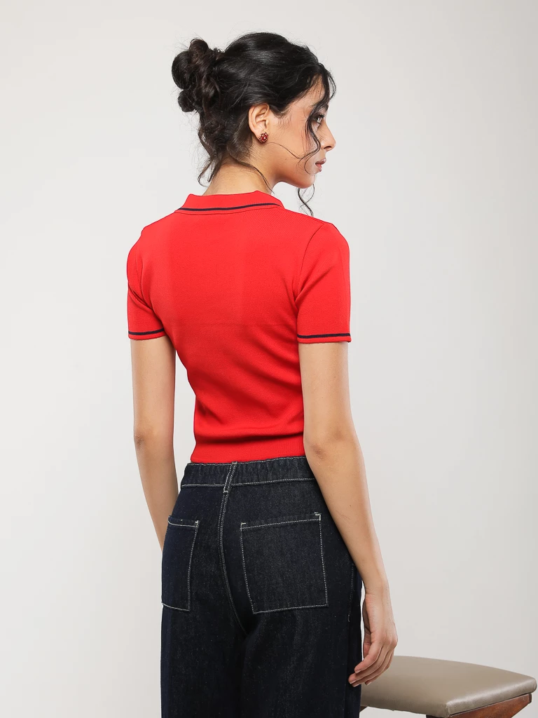 PULL EN MAILLE MANCHES COURTES